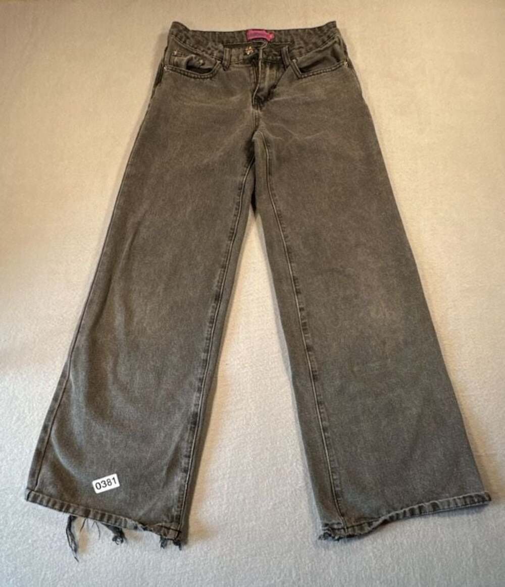 Edikted Low Rise Wide Leg Jeans Washed Grey Size XS